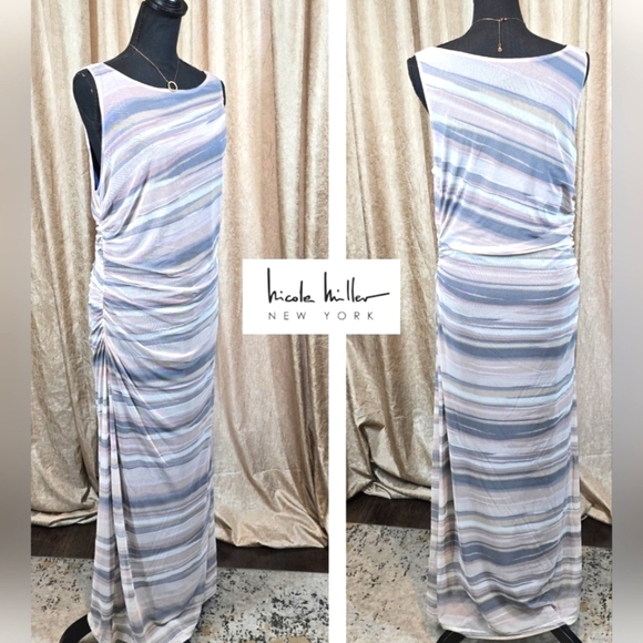 Nicole Miller Sleeveless Mesh Maxi Dress - Picture 3 of 15